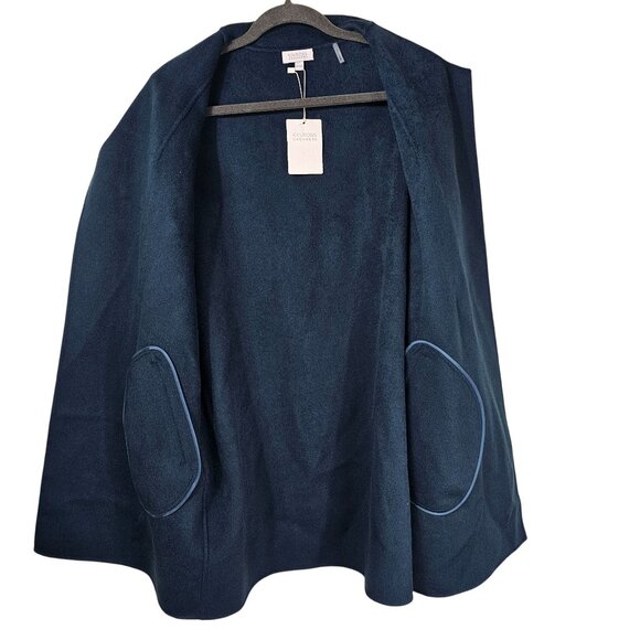 Kinross Womens Rib Sleeve Sweater Coat XL Wool & Cashmere Teal Open Front - Picture 3 of 11